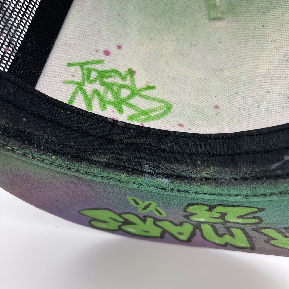 JOEY MARS Autographed, Adjustable flat brim trucker hat galaxy spraypaint artist - Picture 6 of 7